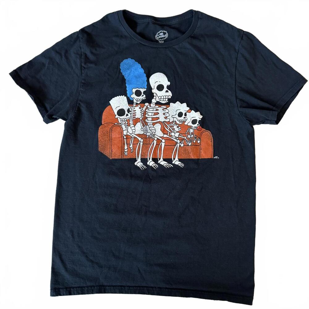 The Simpsons T-shirt Treehouse of Horror Family Bones Skeleton 100% Cotton Med